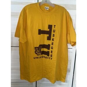 90s Y2K Champion Tuskegee University Yellow T-Shirt Mens Short Sleeve X-Large
